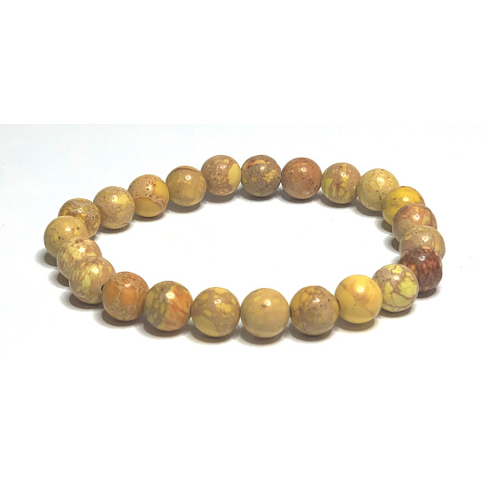 Jaspis / Regalit Imperial Meeressediment Gold Armband elastisch gemischtes Mineral, Kugel 8 mm / 16 - 17 cm