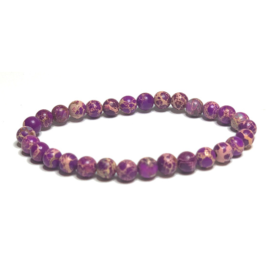 Jaspis / Regalit Imperial Meeressediment lila Armband elastisch gemischtes Mineral, Kugel 6 mm / 16 - 17 cm