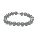 Achat schwarz matt mit königlichem Mantra Ohm-Armband elastischer Naturstein, Kugel 8 mm / 16-17 cm, gibt Mut und Kraft