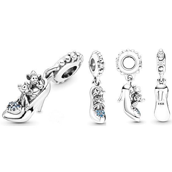 Charme Sterling Silber 925 Disney Cinderella Pantoffel, Anhänger für Armband