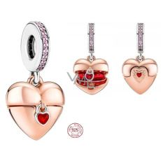 Charms Sterling Silber 925 Love heart opening rose vergoldet, Anhänger für Liebesarmband Charms Sterling Silber 925 Love heart opening rose vergoldet, Anhänger für Liebesarmband