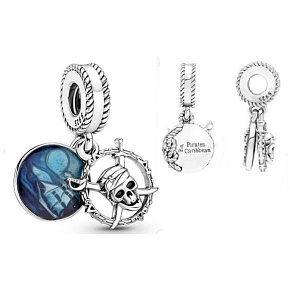 Charm Sterling Silber 925 Disney Fluch der Karibik 2in1, Film-Armband-Anhänger