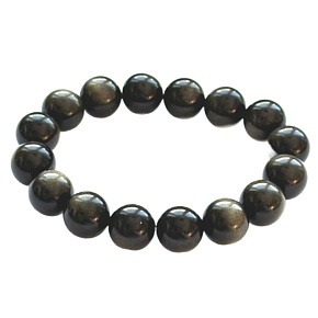 Obsidian zlatý náramek elastický přírodní kámen, kulička 12 mm / 16 - 17cm, kámen záchrany Obsidian zlatý náramek elastický přírodní kámen, kulička 12 mm / 16 - 17cm, kámen záchrany