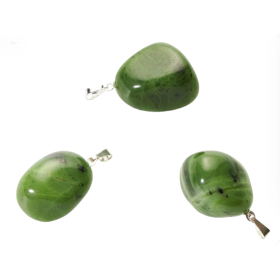 Serpentin (Kanadische Jade) Getrommelter Anhänger Naturstein, 2,2-3 cm, 1 Stück, Heilerstein