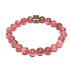 Rosenquarz / Erdbeerquarz mit königlichem Mantra Om elastisches Armband, Naturstein, Kugel 8 mm / 16 - 17 cm, AAA-Qualität, der vollkommenste Heiler