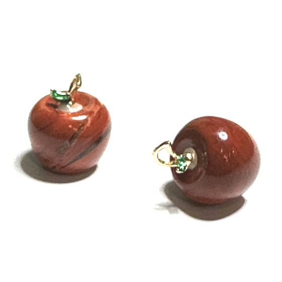 Jaspis roter Apfel Wissensanhänger, Naturstein 2,7 x 15 mm, Vollpflege Stein