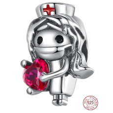 Charme Sterling Silber 925 Krankenschwester, Perle auf Armband Job