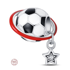 Charme Sterling Silber 925 Euro 2024 Fußball, Perle am Armband Sport