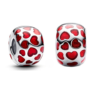 Charm Klip s červenými srdíčky, korálek na náramek láska Charm Klip s červenými srdíčky, korálek na náramek láska