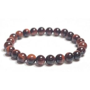 Tigerauge rot / Stierauge Armband elastischer Naturstein, Kugel 8 mm / 16-17 cm, Stein der Sonne und Erde, bringt Glück und Reichtum