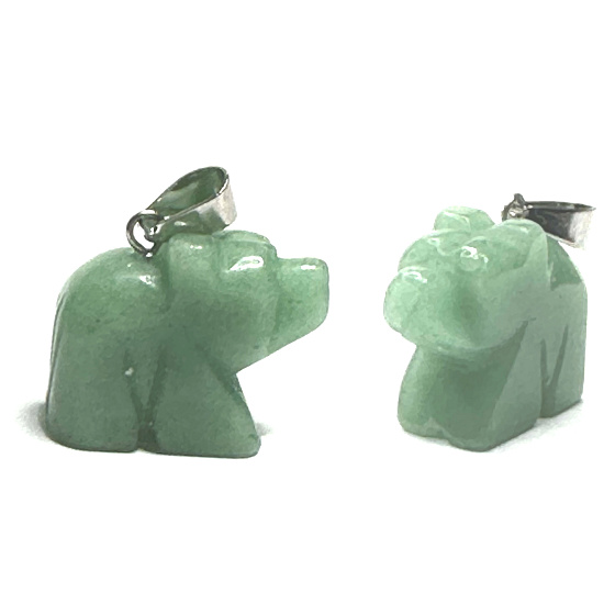 Avanturin Bär Anhänger Naturstein, handgeschliffene Figur 1,8 x 2,5 x 8 mm, Stein der Liebe, Freude