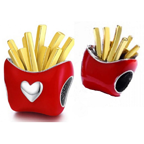 Charm Sterling Silber 925 Pommes, Perle für Armband, Essen und Trinken