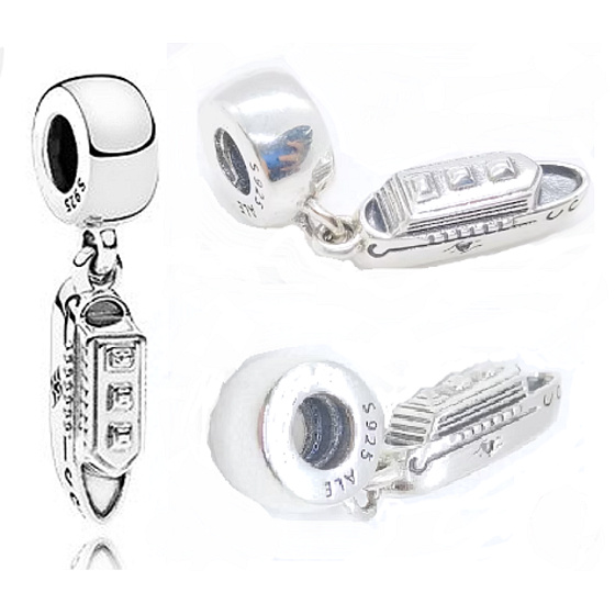Charms Sterling Silber 925 Kreuzfahrt Dampfer - Schiff, Reise Armband Anhänger