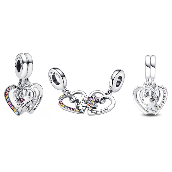 Charms Sterling Silber 925 Freundschaft teilbarer Anhänger Puzzle 2in1, Liebe