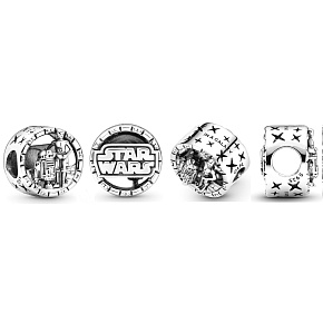 Charme Sterling Silber 925 Marvel Star Wars C3PO und R2D2, Armband Perle
