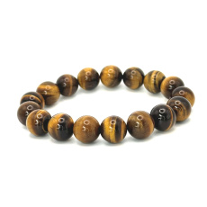 Tigerauge gelb Armband elastisch Naturstein, Kugel 12 mm / 16-17 cm, Stein der Sonne und Erde, bringt Glück und Reichtum