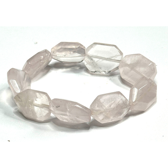 Rosenquarz Armband elastisch Naturstein, 16 - 17 cm, Stein der Liebe
