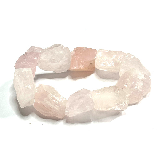 Rosenquarz Armband elastisch Naturstein, 19 x 15 x 27 mm / 16 - 17 cm, Stein der Liebe
