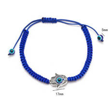Blaues Auge Seil Armband gewebt dunkelblau, hamsa 17 mm