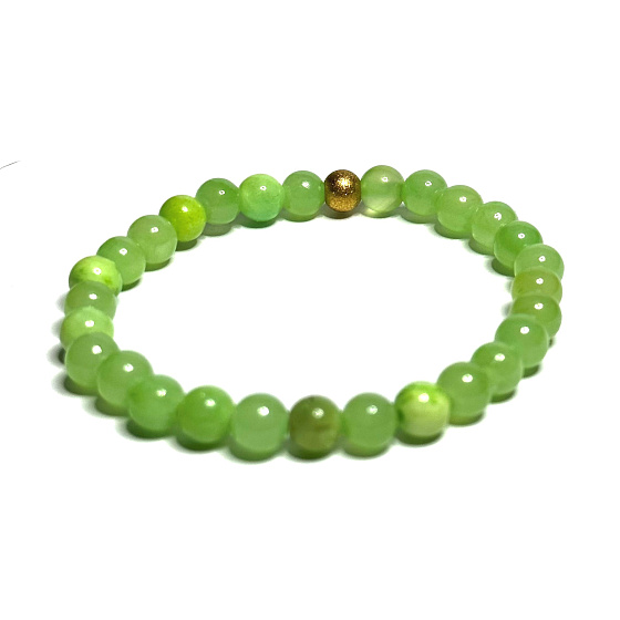 Calcit grün Armband elastischer Naturstein, Kugel 6 mm / 16 - 17 cm, Intuitionsstein