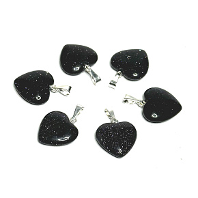 Goldstein Blauer Avanturin Herz-Anhänger, 15 mm, Stein der Begierde Goldstein Blauer Avanturin Herz-Anhänger, 15 mm, Stein der Begierde