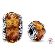 Charme Sterling Silber 925 Disney König der Löwen - orange Murano Glasperle auf Armband Film