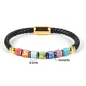 Chakra-Armband Natursteinwürfel, echtes dunkelbraunes Leder 20 cm mit goldenem Griff