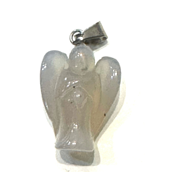 Grauer Achat, heller Schutzengel, Anhänger aus natürlichem Stein, handgeschliffen 2 - 2,2 cm