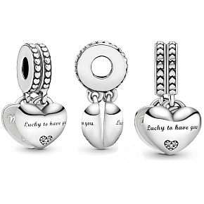 Charm Sterlingsilber 925 Schwiegertochter und Schwiegermutter, teilbarer Anhänger 2-in-1 Herz für Armband Familie