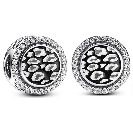 Charms Sterling Silber 925 Schwarzer Leopard Charm, Perle am Tierarmband