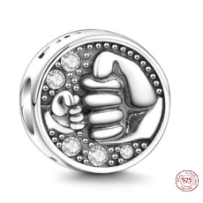 Charme Sterling Silber 925 Faust - Gruß, Perle für Freundschaftsarmband