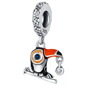 Charme Sterling Silber 925 Tukan Anhänger auf Tierarmband