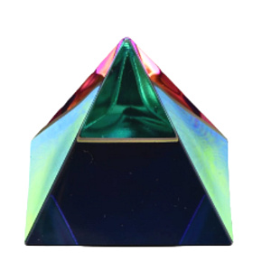 Kristallglas Pyramide 50mm mit farbiger Beschichtung - Briefbeschwerer, Geschenkbox