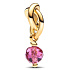 Charm Sterling Silber 925 Geflochtener facettierter Ewigkeitskreis rosa, Anhänger für Armband Symbol Oktober