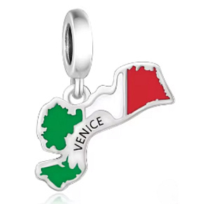 Charm Itálie Benátky vlajka - houpající se mapa, přívěsek na náramek cestování