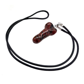 Obsidian červený Penis amulet pro plodnost, přívěsek přírodní kámen ručně broušený 3 cm, kámen záchrany