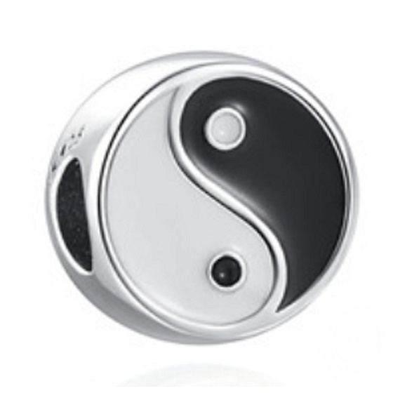 Sterling Silber 925 Yin und Yang Perle auf Armband Symbol