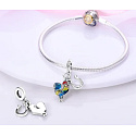 Charm Sterlingsilber 925 Hahn und Hufeisen 2-in-1, Anhänger für Armband Tier