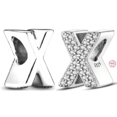 Charme Sterling Silber 925 Alphabet Buchstabe X, Perle für Armband