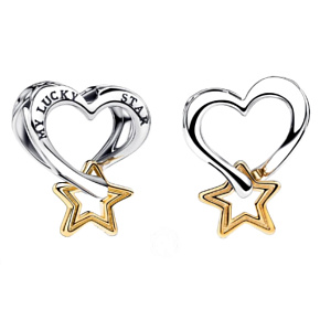 Charm Láska a Štěstí, hvězda a srdce, korálek na náramek láska