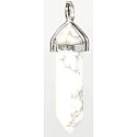 Magnesit / Howlit weiß Pendel Sechseck Anhänger Naturstein 41 x 13 mm, Reinigung Stein