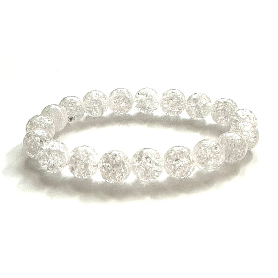 Crystal Cracked Armband elastisch Naturstein, Perle 10 mm / 16-17 cm, Stein Steine