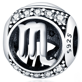 Charm znamení zvěrokruhu Štír + zirkony, korálek na náramek