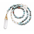108 Mala Larimar Halskette Meditationsschmuck, Naturstein Rohkristall, Nugget 6 - 9 mm, Anhänger 8 - 15 x 45 - 70 mm