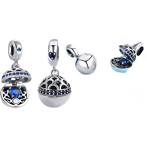 Sterling Silber 925 Love Surprise - königsblauer, aufklappbarer Liebesarmband-Anhänger