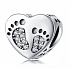Charme Sterling Silber 925 Herz Fußabdruck Perle auf Armband Familie