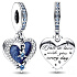 Charm Sterling Silber 925 Herz und Himmel fallender Stern 2in1, Liebesarmband-Anhänger
