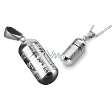 Urnen-Gedenkanhänger, Om Man iMantra buddhistisch wasserdicht, Edelstahl 28 x 13 mm + Kette Urnen-Gedenkanhänger, Om Man iMantra buddhistisch wasserdicht, Edelstahl 28 x 13 mm + Kette