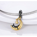 Sterling Silber 925 Katze auf dem Mond - das verspielte Wesen eines katzenartigen Begleiters, Haustier-Armband-Anhänger