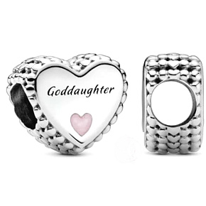 Charme Sterling Silber 925 Herz Taufe Charme - Patin, Perle auf Armband Familie